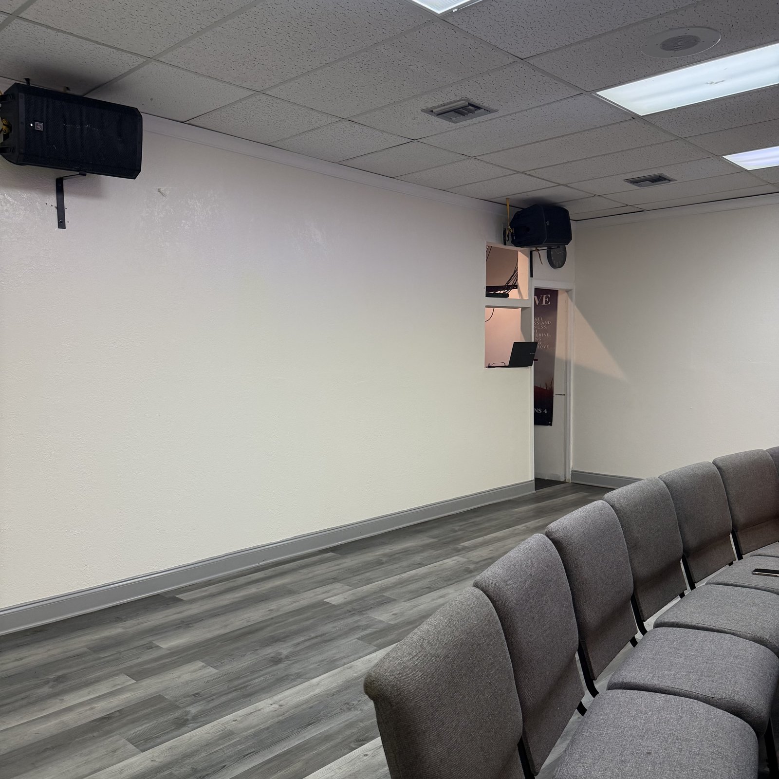 Sanctuary side aisle and seating